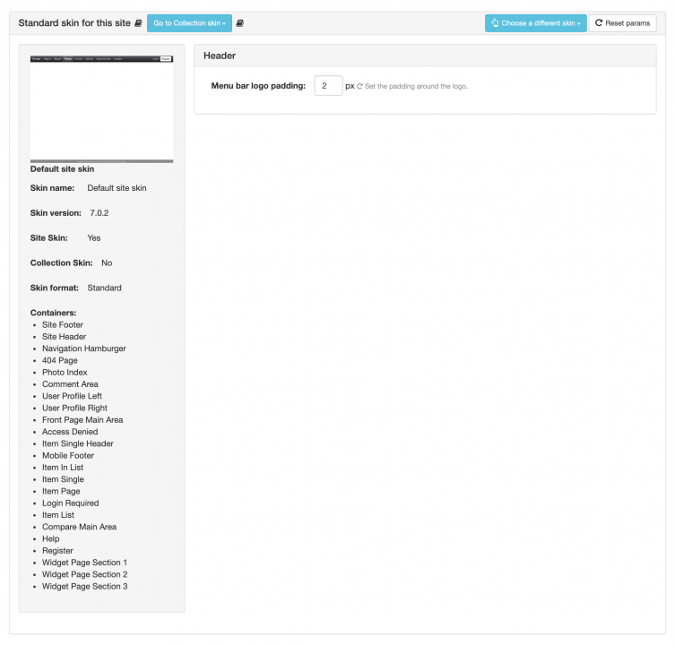 Default site skin